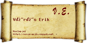 Vörös Erik névjegykártya